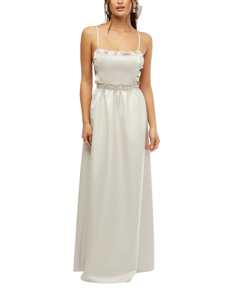 WeWoreWhat Ruffle Bib Maxi Dress White