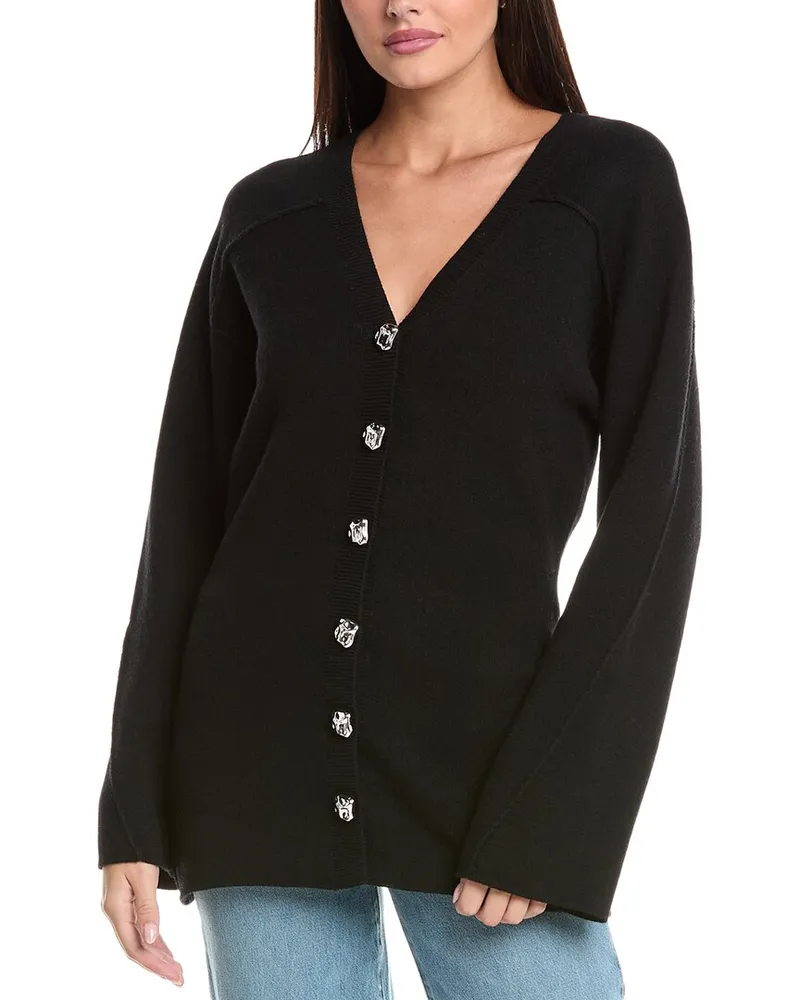 Rag & Bone Bridget Long V-Neck Wool-Blend Cardigan Black