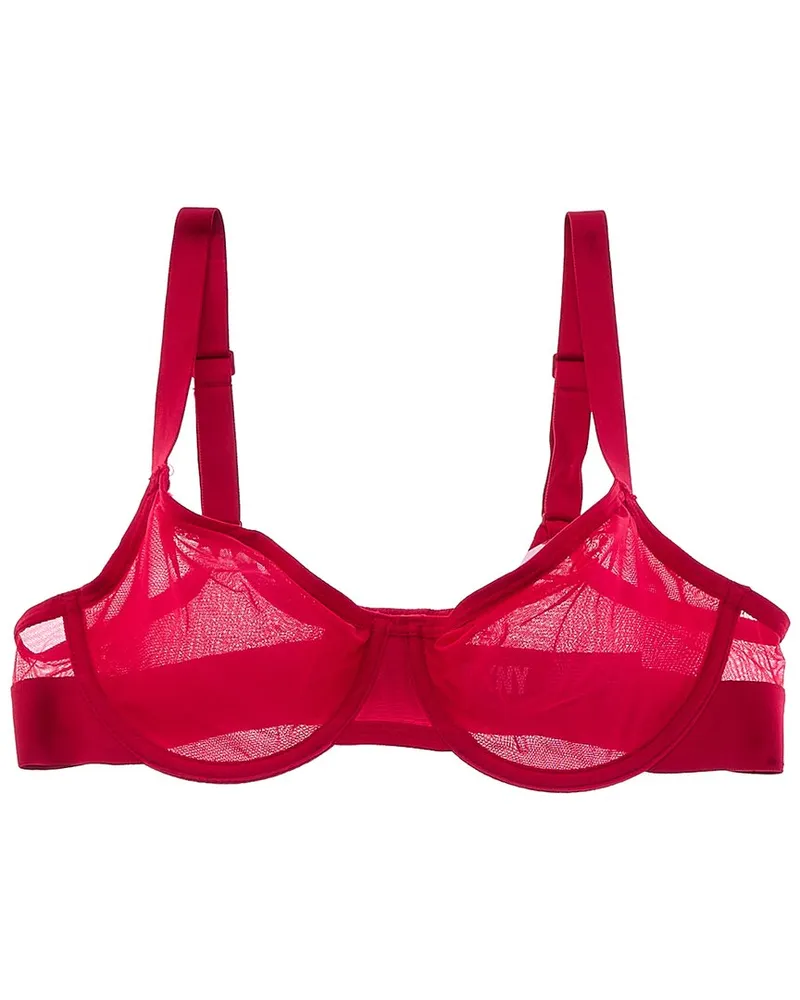 DKNY Sheers Unlined Demi Bra Red
