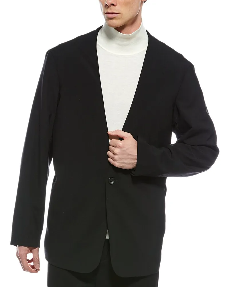 Rag & Bone Collarless Ripstop Wool Blazer Black