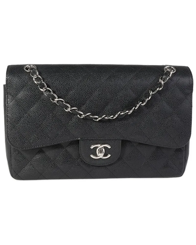Chanel Black Quilted Caviar Jumbo Classic Double Flap Handbag (Authentic Pre-  Loved Nocolor