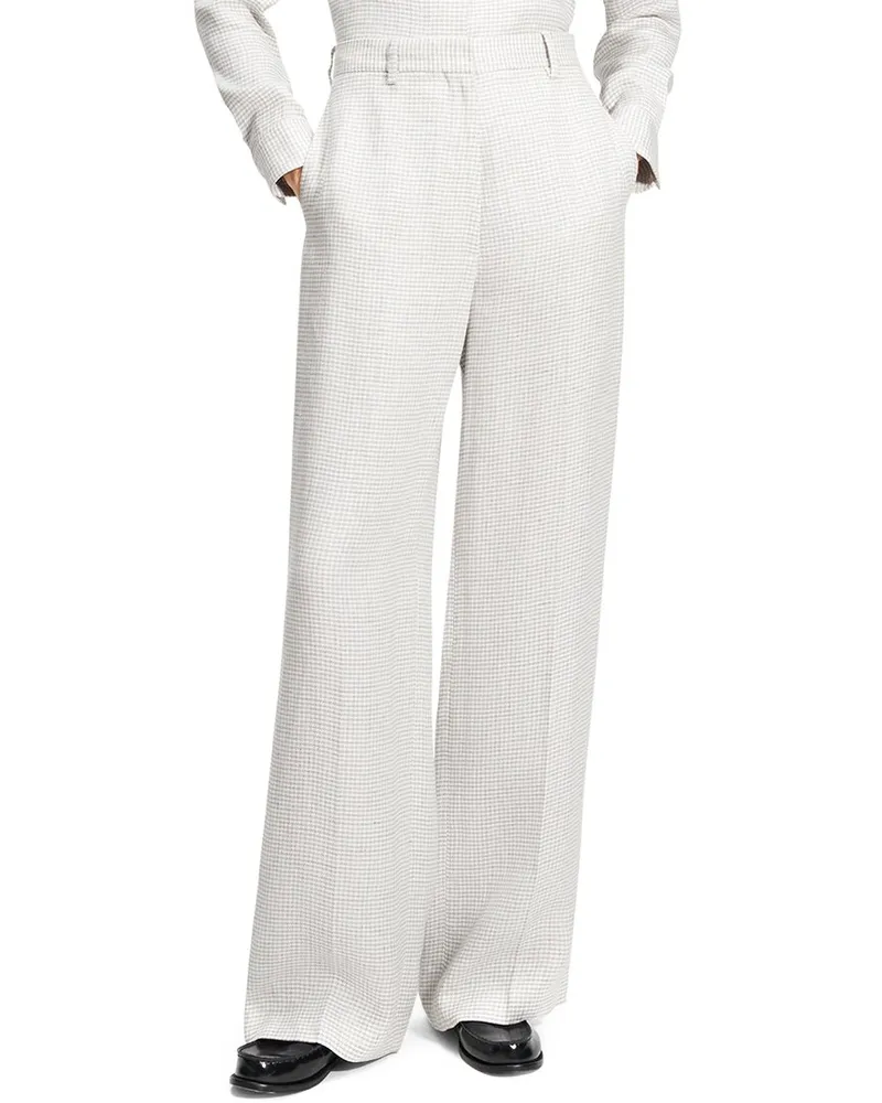Theory Classic Linen-Blend Straight Pant Nocolor