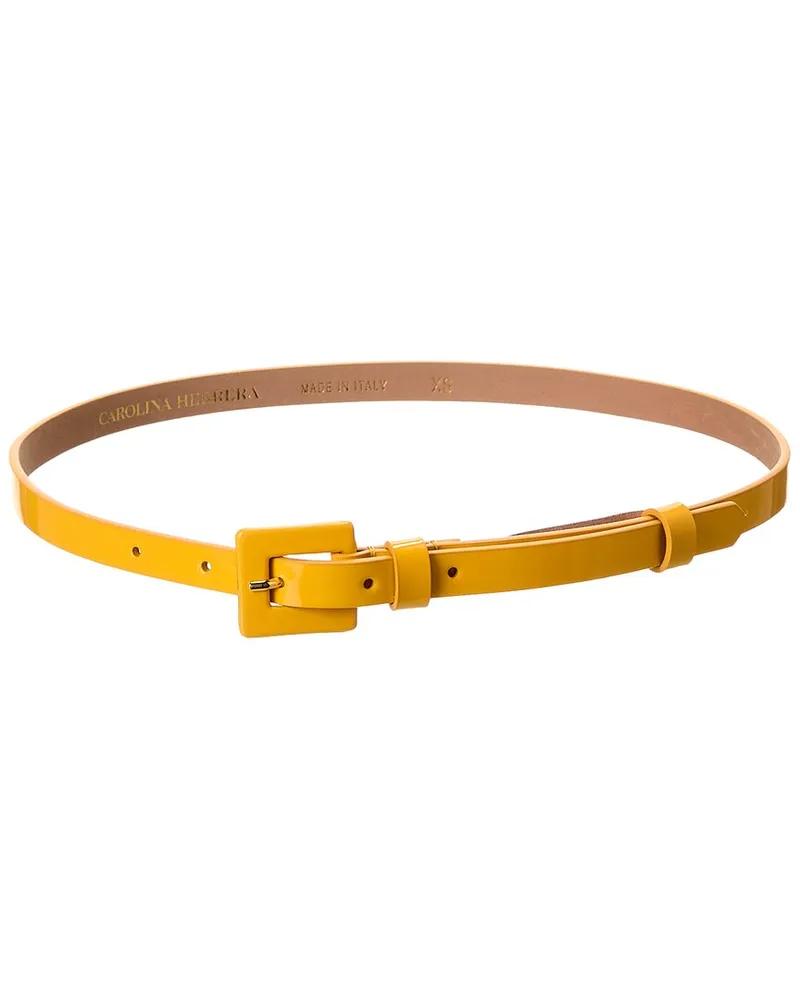 Carolina Herrera New York Skinny 90's Patent Belt Yellow