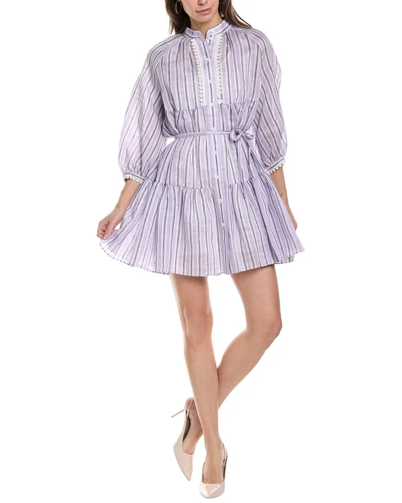 Sandro Linen-Blend Mini Dress Black