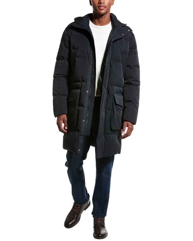 Reiss Skye Hooded Mid Puffer Coat Blue