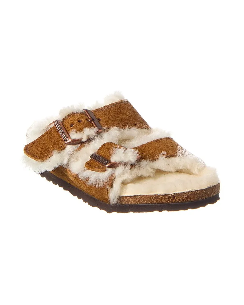 Birkenstock Arizona Narrow Suede & Shearling Sandal Grey