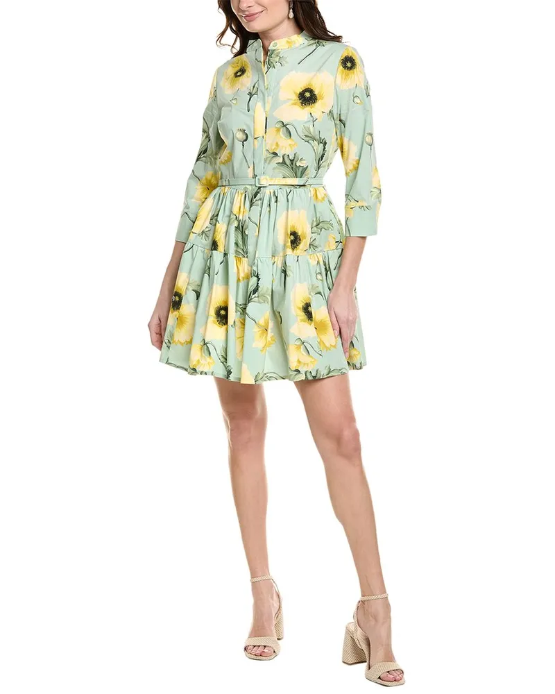 Oscar de la Renta Tiered Shirtdress Green