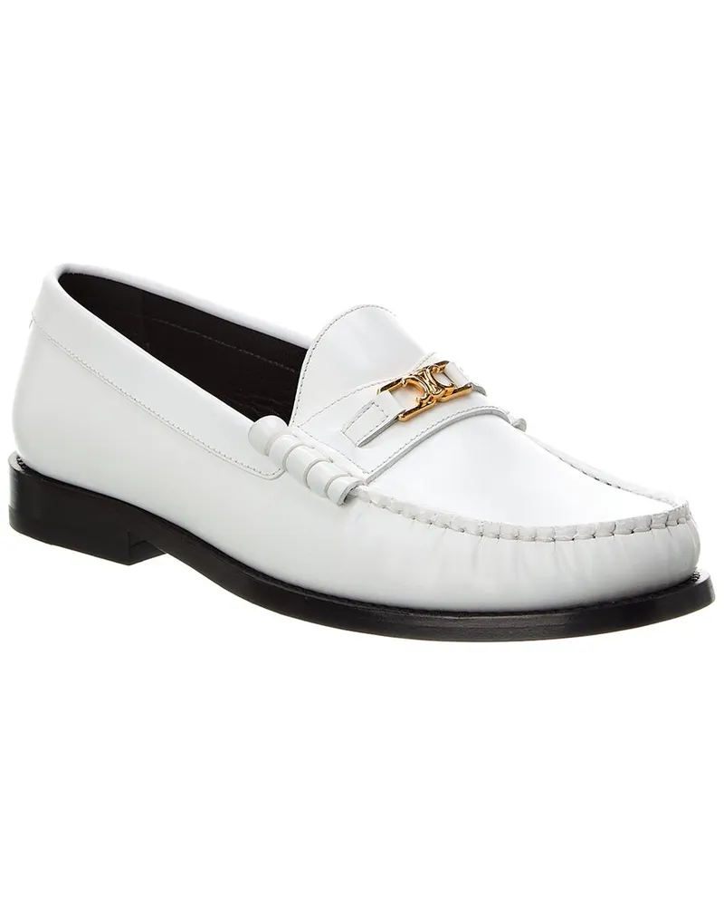 Celine Luco Chain Leather Loafer White