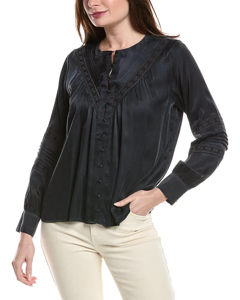 Johnny Was Pintuck Blouse Black