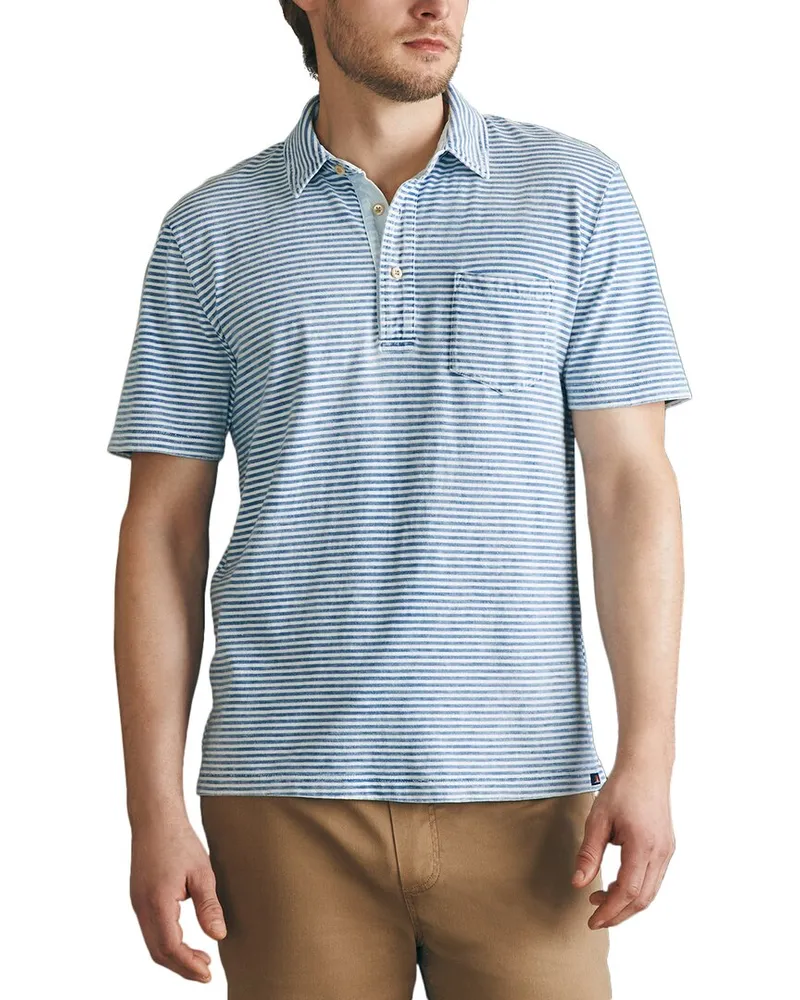 Faherty Sunwashed Indigo Polo Blue