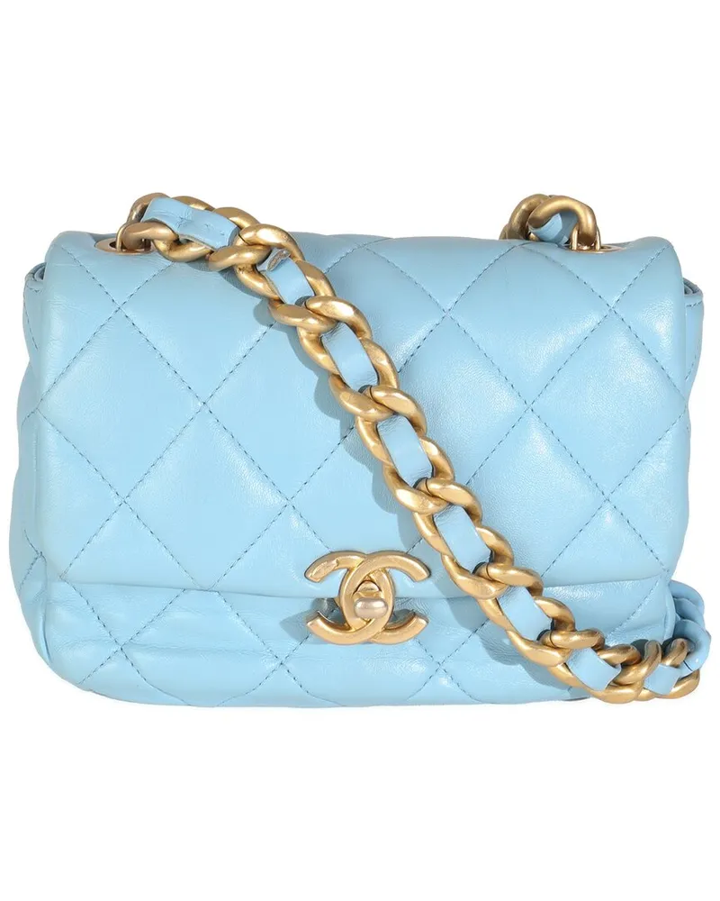 Chanel Blue Quilted Leather Mini Lacquered Chain Flap Bag (Authentic Pre-  Loved Nocolor