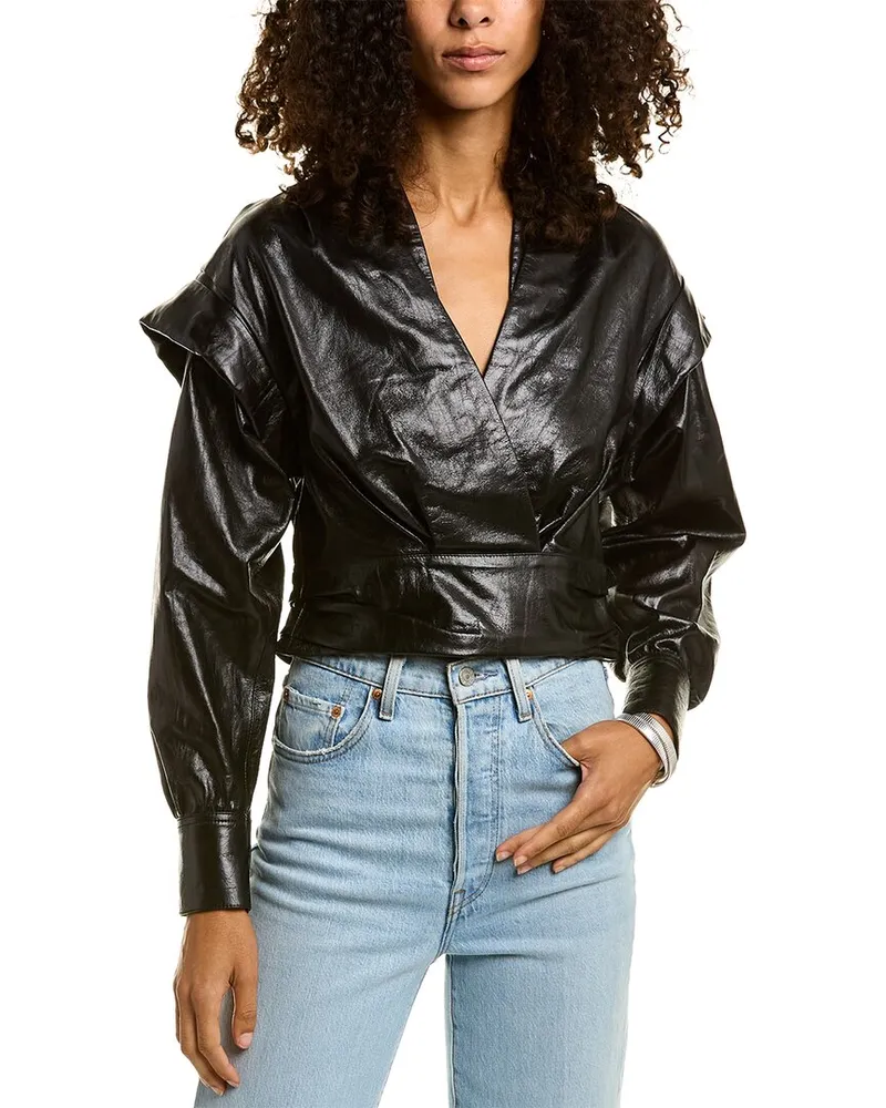IRO Tilka Leather Top Black
