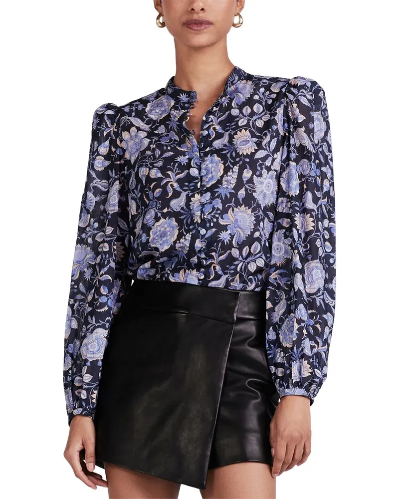 Derek Lam Savannah Pleated Sleeve Button Top Nocolor