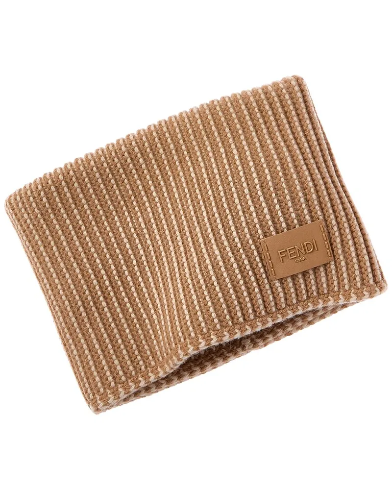Fendi Logo Wool Collar Beige