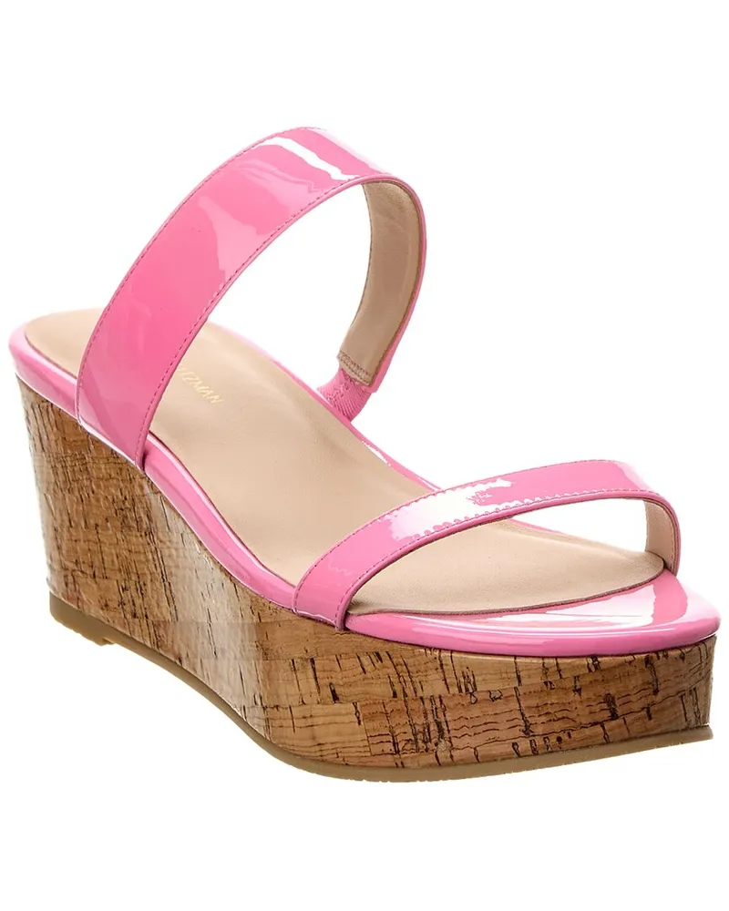 Stuart Weitzman Boardwalk 65 Patent Wedge Sandal Pink