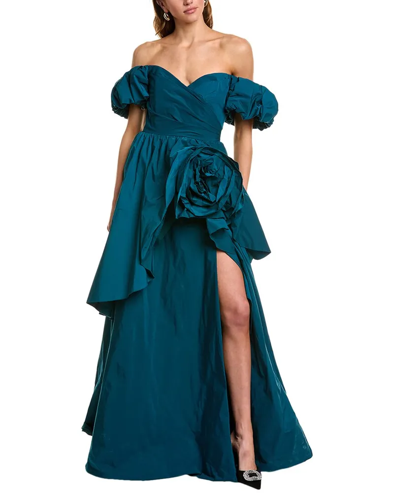 Marchesa Taffeta Gown Blue