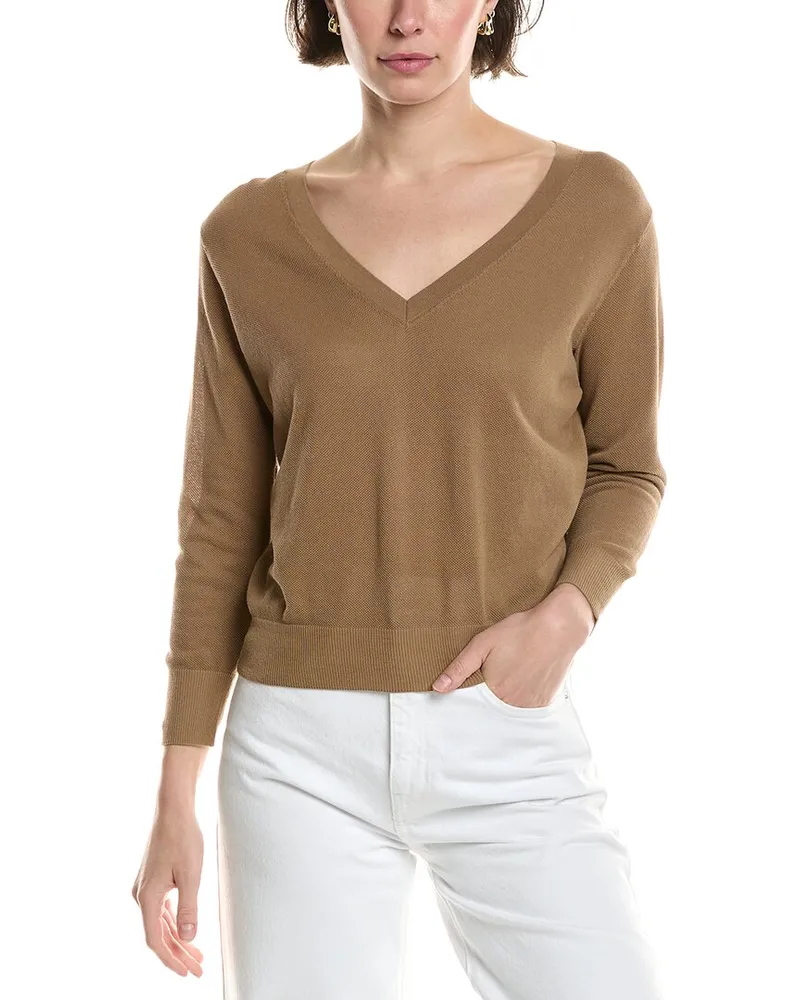 Vince 3/4-Sleeve Sweater Brown