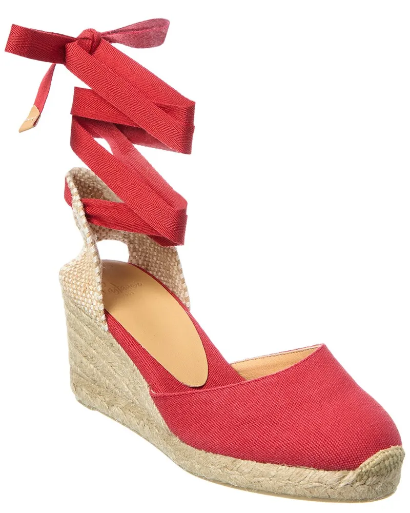 Castañer Carina Canvas Wedge Sandal Red