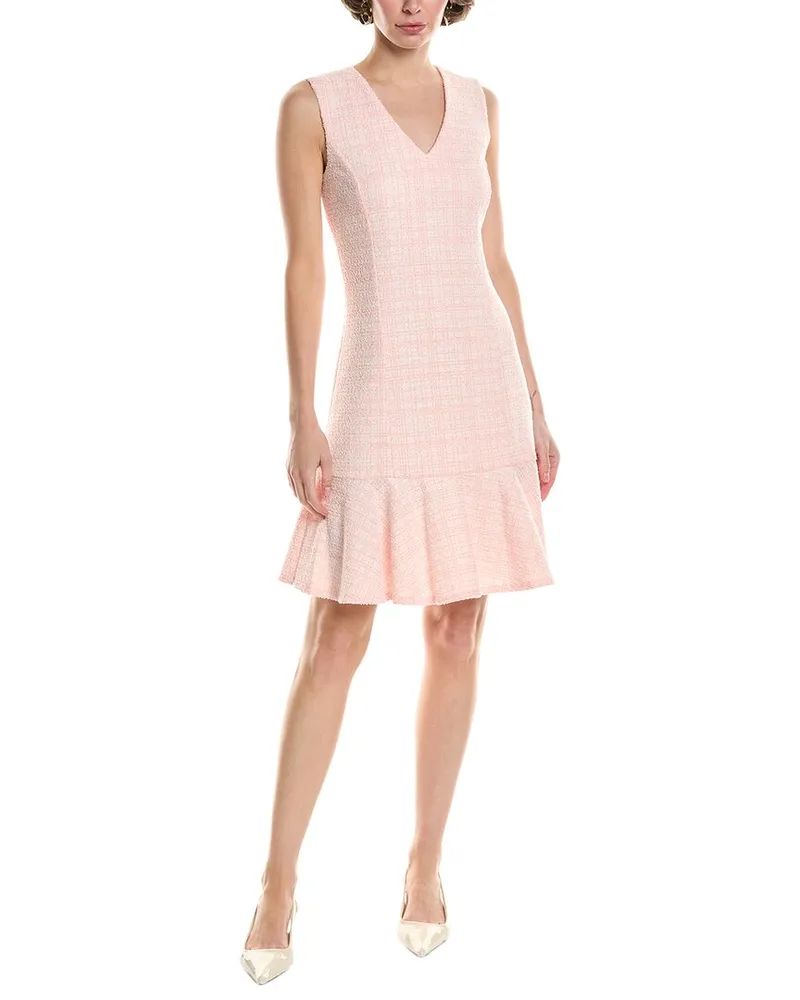 NATORI Tweed Midi Dress Pink