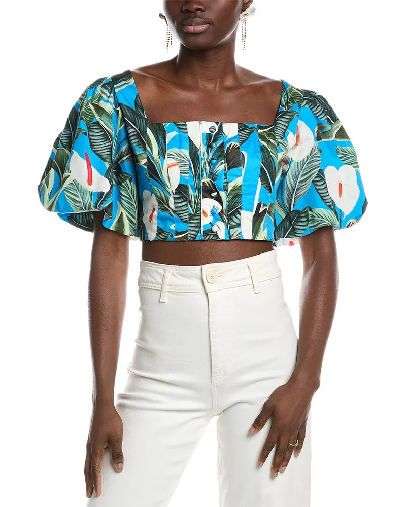 FARM Rio Anthurium Garden Crop Top Blue