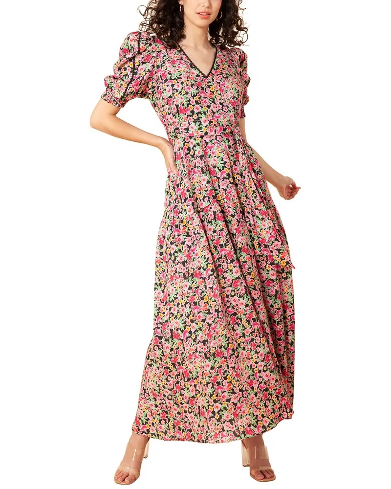 Hale Bob V Neck Linen Maxi Dress Nocolor