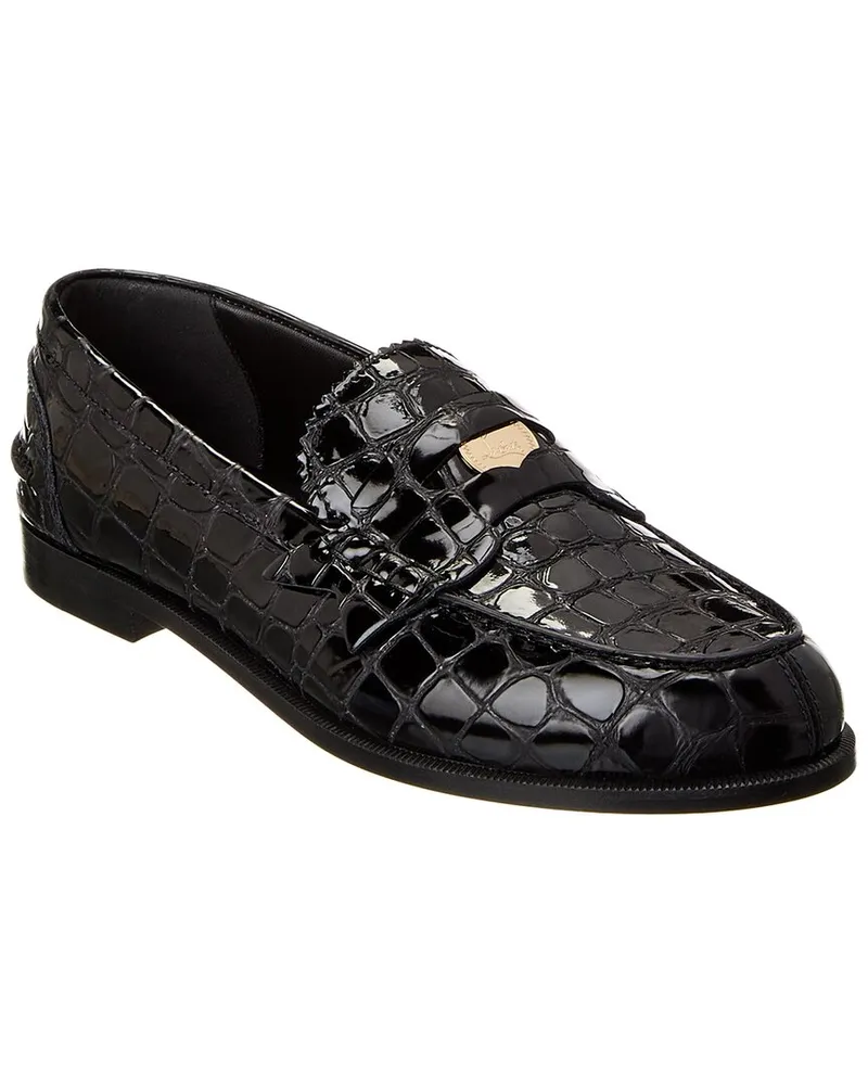 Christian Louboutin Penny Alligator-Embossed Leather Loafer Black