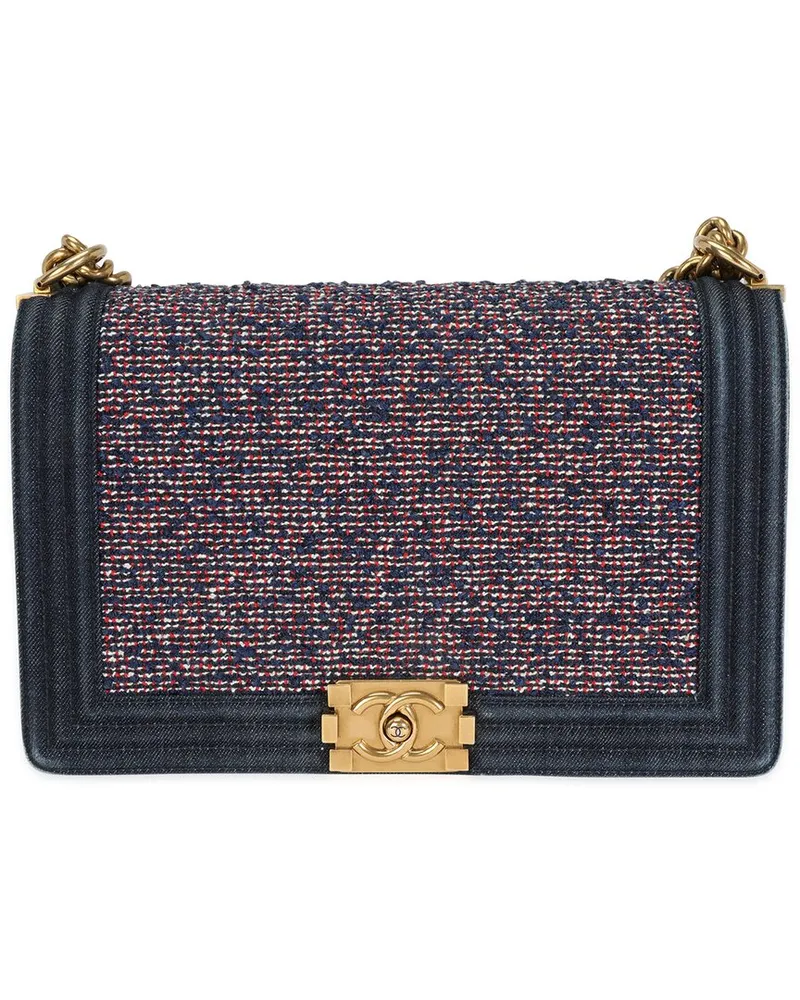 Chanel Blue Multicolor, Red & White Denim New Medium Boy Bag (Authentic Pre-  Loved Nocolor