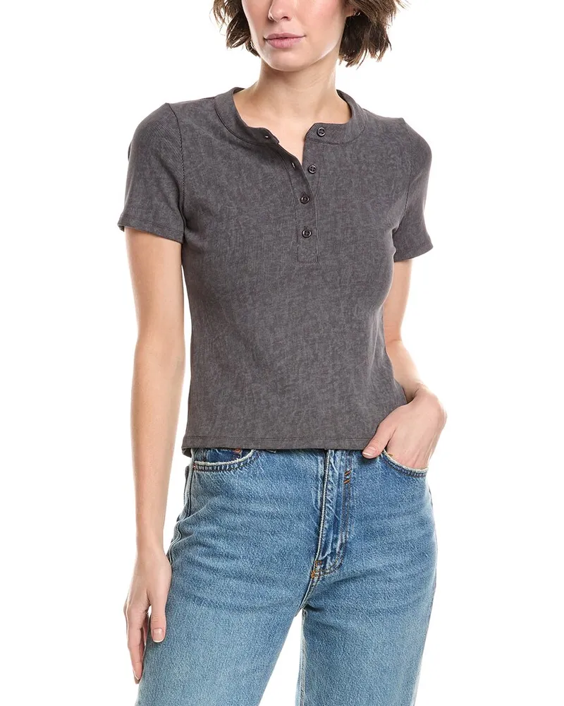 LnA Clothing Xander Rib Henley T-Shirt Grey