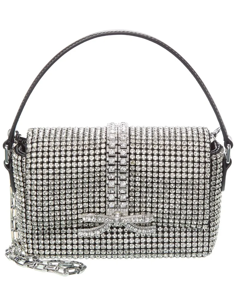 Self-Portrait Self-Portrait Rhinestone Chainmail Leather Micro Bag Silver