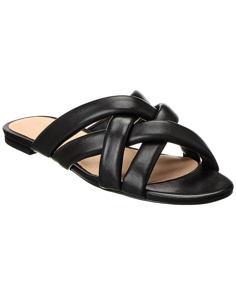 Stuart Weitzman Crossover Leather Slide Black