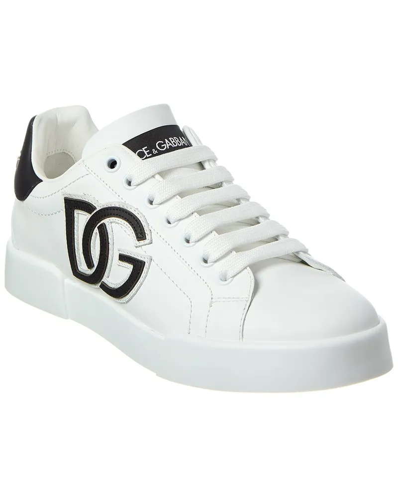 Dolce & Gabbana DG Logo Patch Leather Sneaker White