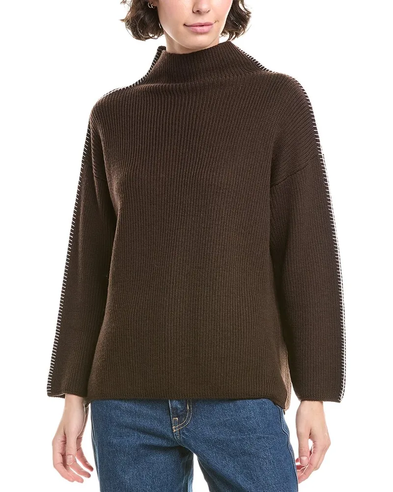 Max Mara Fanfara Wool Funnel Neck Sweater Brown