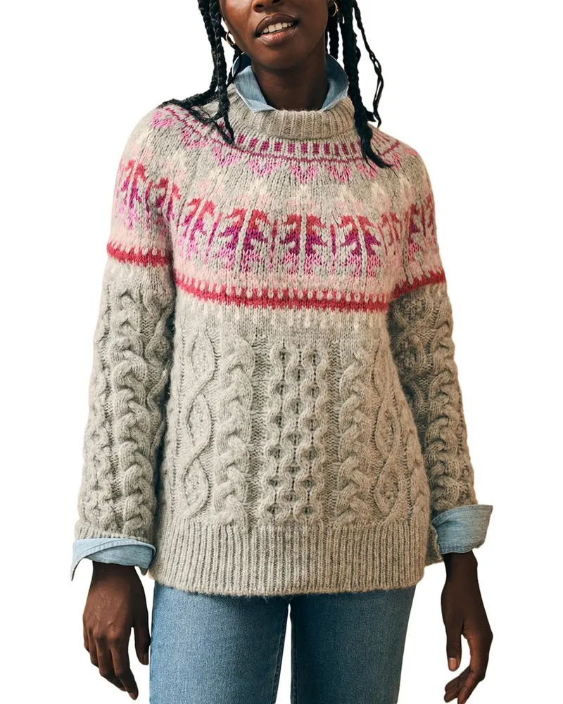 Faherty Native Knitter Frost Fairisle Alpaca & Wool-Blend Sweater Nocolor