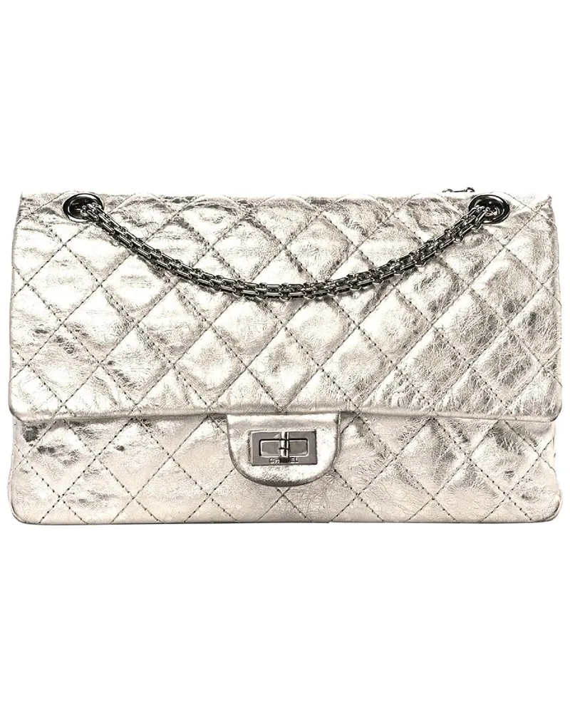Chanel Silver Leather Metallic Reissue Double Flap SHW (Authentic Pre-Loved Nocolor