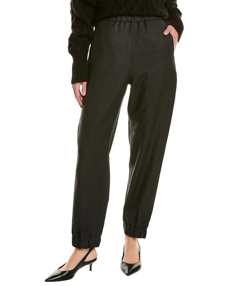 Ganni Pull-On Wool-Blend Pant Grey