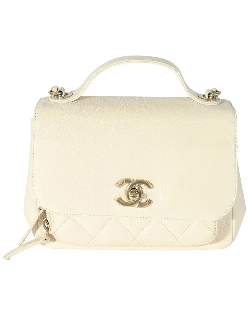 Chanel White Caviar Mini Business Affinity Flap Handbag (Authentic Pre-Loved Nocolor