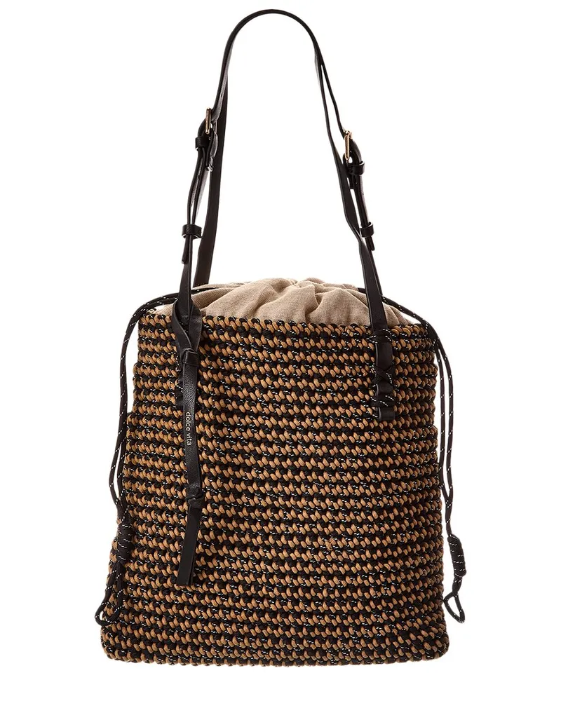Dolce Vita Allison Raffia Tote Black