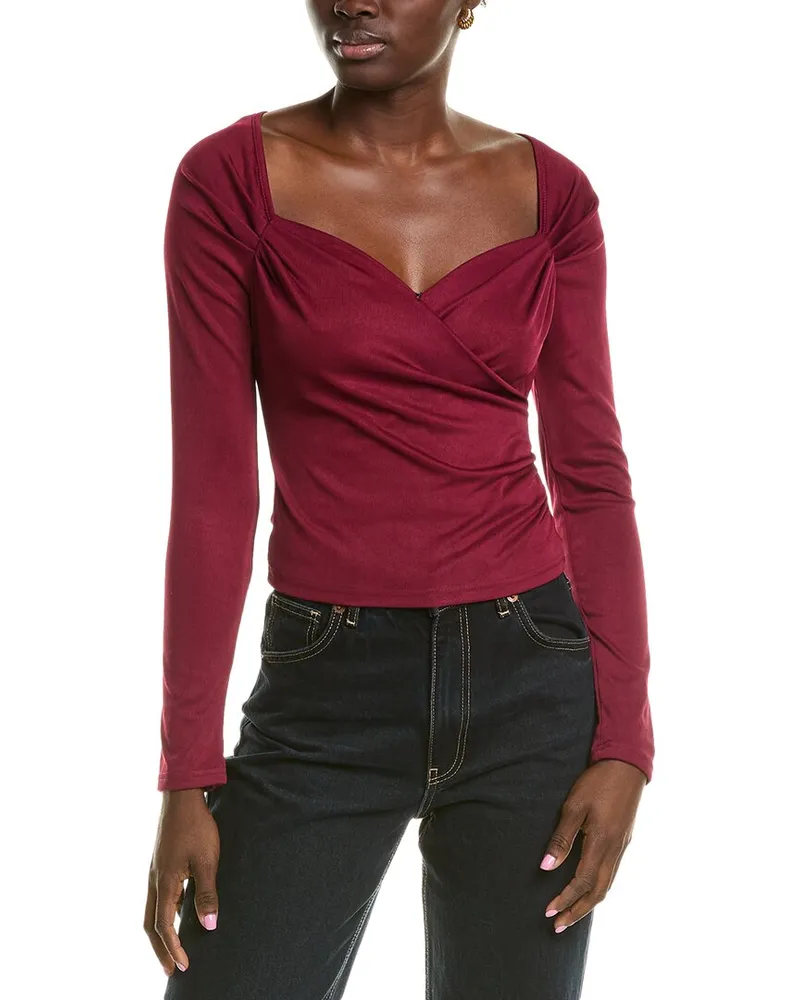 ASTR the Label Surplice Knit Top Red