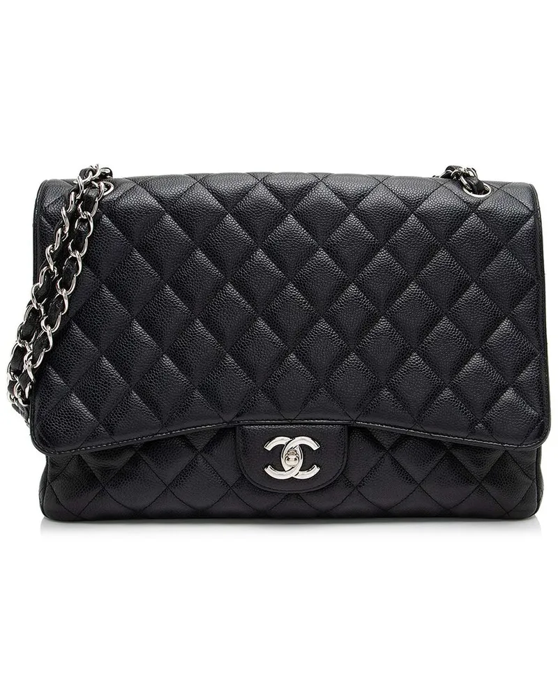Chanel Black Caviar Leather Classic Maxi Single Flap Bag (Authentic Pre-Loved Nocolor