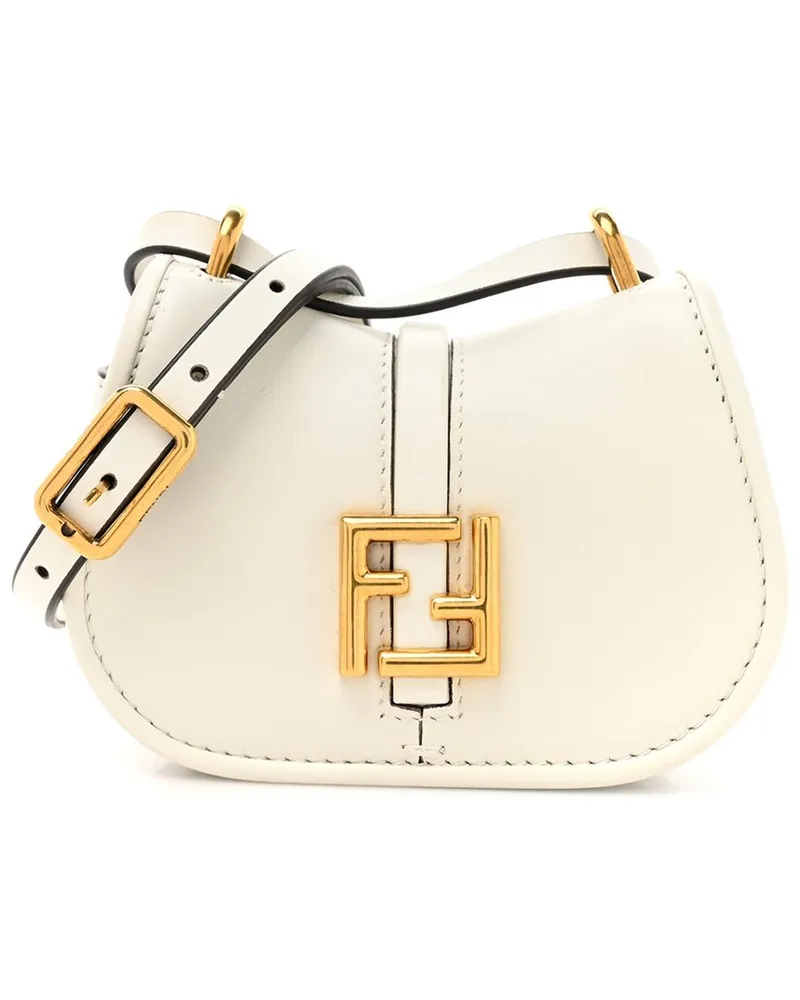 Fendi White Vitello Brenta Leather Cher Mini FENDI C'mon (Authentic Pre-Loved Nocolor