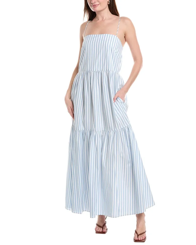 Rag & Bone Leilah Stripe Poplin Maxi Dress Blue