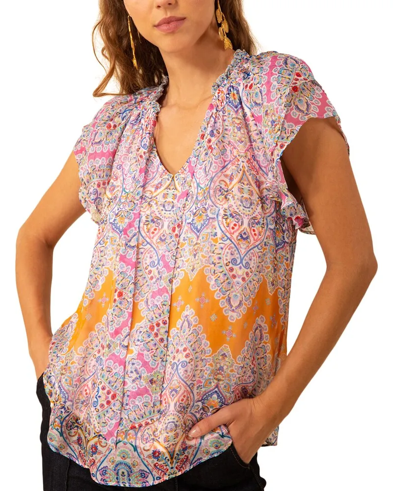 Hale Bob Julianna Silk-Blend Blouse Nocolor
