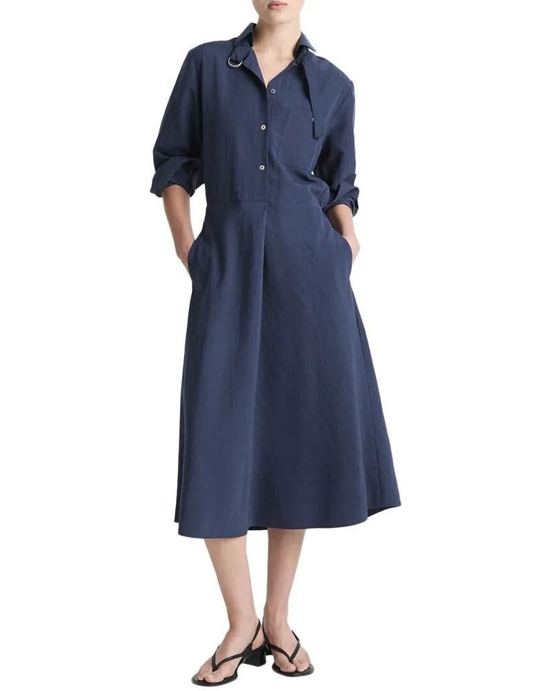 Vince Easy Wool-Blend Shirtdress Blue