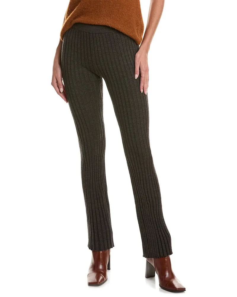 Sandro Rib Wool-Blend Pant Grey