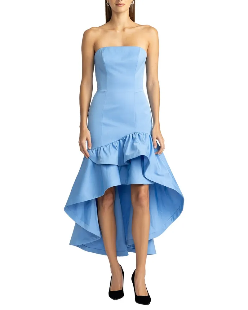 Zac Posen Drop Waist Gathered High-Low Skirt Dress Nocolor