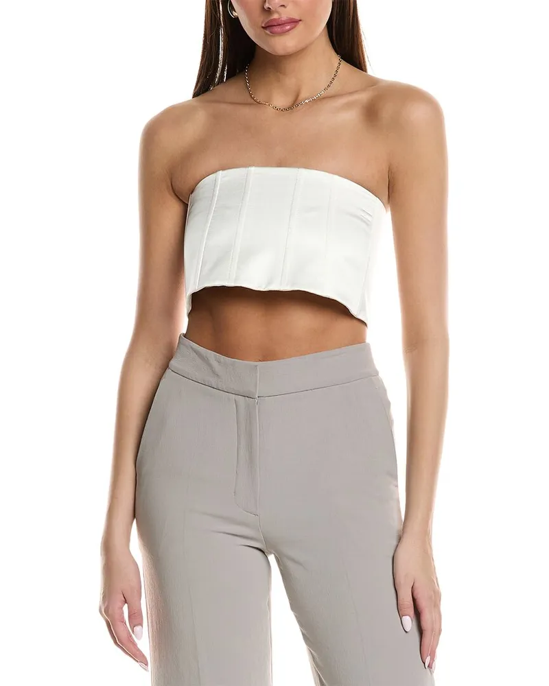 Brunello Cucinelli Silk-Blend Bandeau Top White