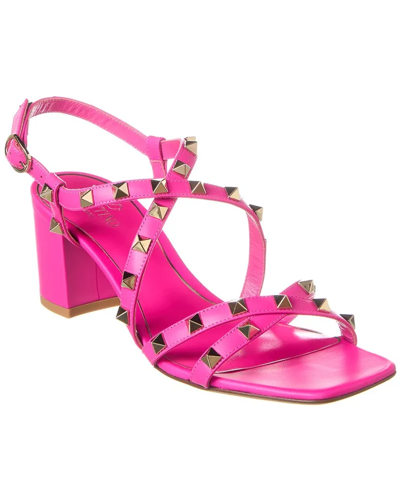 Valentino Garavani Rockstud 60 Leather Sandal Pink