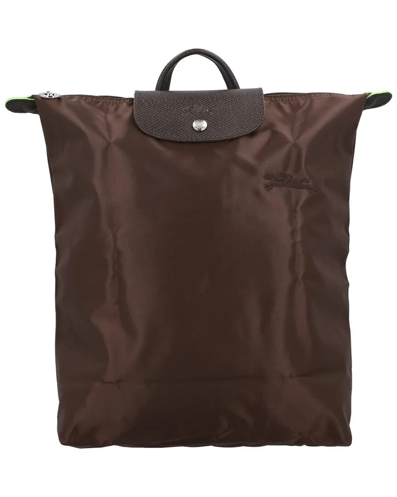 Longchamp Le Pliage Green Medium Canvas Backpack Brown