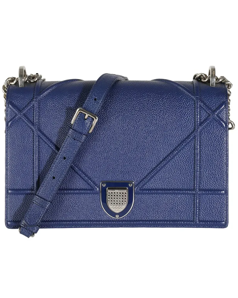 Dior Blue Leather Medium Diorama Flap Bag (Authentic Pre-Loved Nocolor