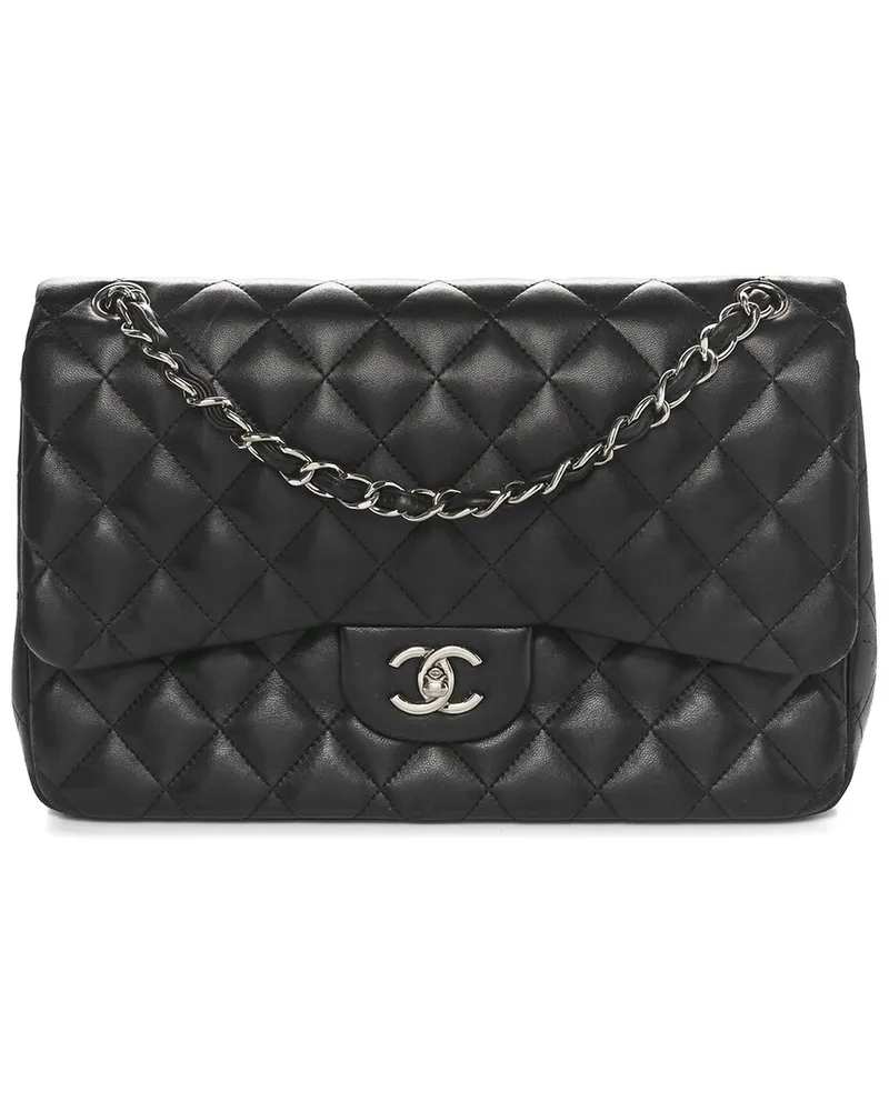 Chanel Black Lambskin Leather Classic Double Flap SHW (Authentic Pre-Loved Nocolor